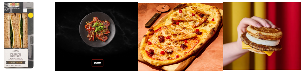 Graphic showing examples of pigmeat innovation on menus